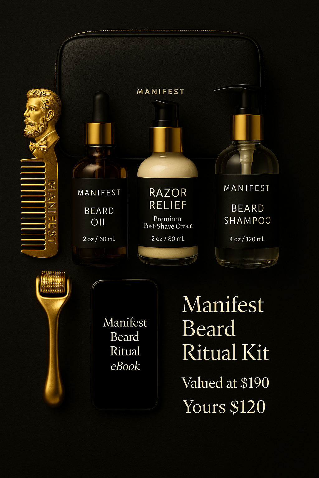 Manifest Deluxe Ritual Kit · All-In-One Beard + Shave Kit for Complete Care